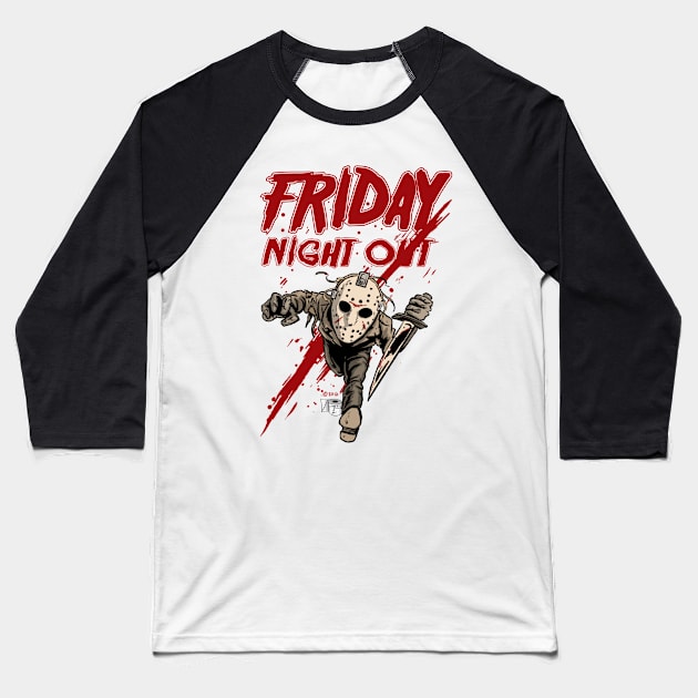 Friday Night Out Baseball T-Shirt by Hellustrations